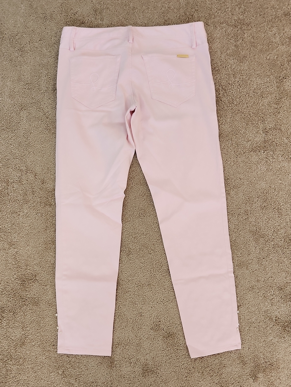 Lilly Pulitzer Worth Skinny Jeans Pink Fizz Pearl Embellished 6 - Picture 3 of 6